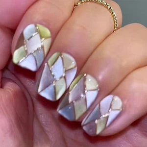 30pcs Color-blocking False Nails Cat Eye Press on Nails Fake Nails Women Girls - Photo 1/6
