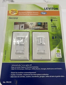 Leviton Occupancy Motion Sensors PR150 500W 400VA Single Pole - 2 Pack - Picture 1 of 2