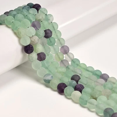2.0mm Hole Fluorite Matte Round Beads 6mm 8mm 10mm 15.5" Strand - Image 1 of 2