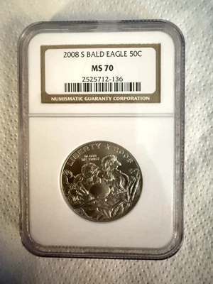 2008-S Bald Eagle Commemorative 50c Half Dollar NGC MS 70 Classic Brown Label - Image 1 of 2