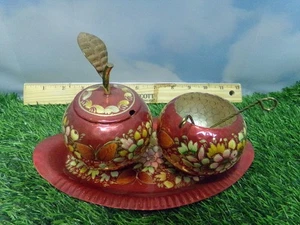 Set panna e zucchero vintage RAME dipinto a mano - Foto 1 di 4