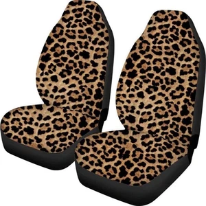Dellukee Car Seat Cover Leopard Print Cute Soft Universal 2pc Front  - Bild 1 von 2