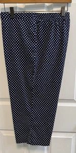 Alfred Dunner 16 Navy Blue White Polka Dot Capri Pants Elastic Waist Pockets - Picture 1 of 9