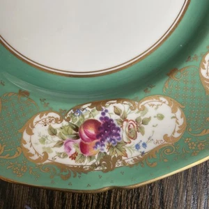 RARE royal doulton Antique dinner plate green W/gold lattice & fruit 10.5 MINT - Picture 1 of 6