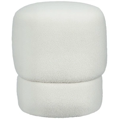 HOMCOM Round Ottoman Foot Stool with Fabric Upholstered Seat, Cream White - Image 1 of 4