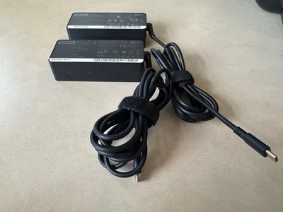 Lot of 2 Genuine Lenovo 65W USB-C Charger AC Power Adapters w/ Power Cords - Image 1 of 4