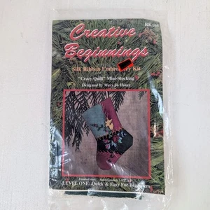 Creative Beginnings Crazy Quilt Christmas Mini-Stocking Kit #RK105 Silk Ribbon - Picture 1 of 7