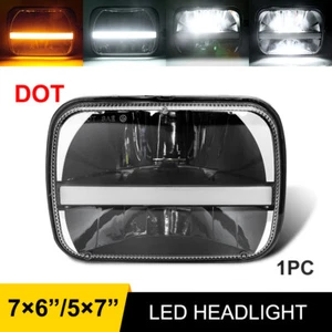 5x7" 7x6" Halo LED Headlight Turn Signal Hi-Lo For Jeep Cherokee XJ Wrangler YJ - Picture 1 of 12