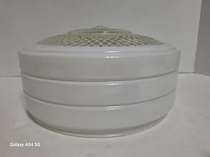Lámpara de techo vintage de vidrio transparente blanco pantalla acanalada patrón de diamante - Imagen 1 de 12
