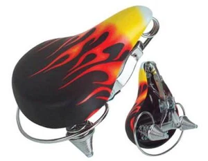 ABSOLUTE GENUINE VINYL COMFORT BEACH CRUISER SADDLE IN FLAMES FOR CRUISER BIKE - Picture 1 of 1