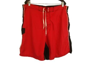 Mens Joe Boxer Black/Red Drawstring Lined Poly Swim Board Shorts sz XLx8 - Picture 1 of 5