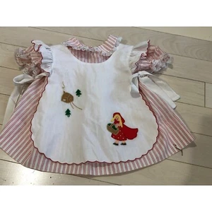 Vintage Red Riding Hood Dress with Apron Size 24 Mos - Picture 1 of 6