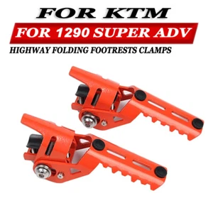 Highway Front Foot Pegs Folding Footrests Clamps For KTM 1290 Super Adventure - Foto 1 di 11
