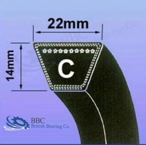 C SECTION V BELT (22mm x 14mm) BRANDED VEE BELT *CHOOSE SIZE IN INCHES* - Picture 1 of 3