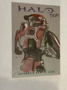 Halo Trading Card 2007 Topps Authentic Myler Artist Sketch JKM RARE 1/1 Spartan - Picture 1 of 3