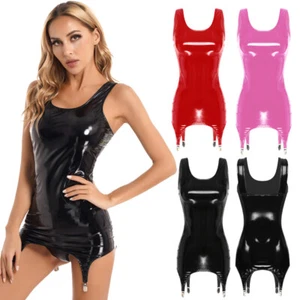Costume da donna vestito orsacchiotto gonna look bagnato adulto clubwear bodycon intimo rave - Foto 1 di 35