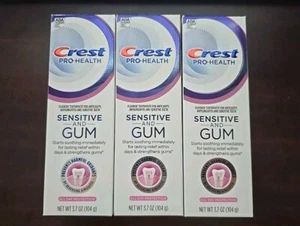 3 Pack Crest Pro-Health Sensitive & Gum Fluoride Toothpaste 3.7 oz Exp 10/2026 - Picture 1 of 2