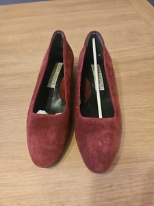 Vintage Laura Ashley Leather Suade Shoes 37 Made In Italy Wine Red Womens 4 - Picture 1 of 6