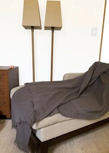 European Linen Maxi-Plaid or Bedspread or Tablecloth Dark Gray from Teixidors - Picture 1 of 5