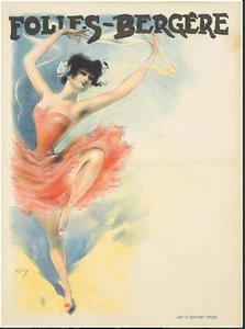 Poster originale d'epoca Folies-Bergere Music Hall 1898 Pal Dance - Foto 1 di 1