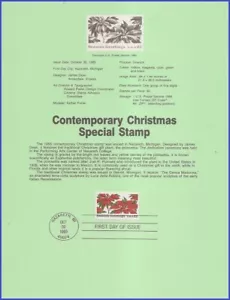 USA5 #2166 U/A SOUVENIR PAGE FDC Christmas Poinsettia Plants - Picture 1 of 1
