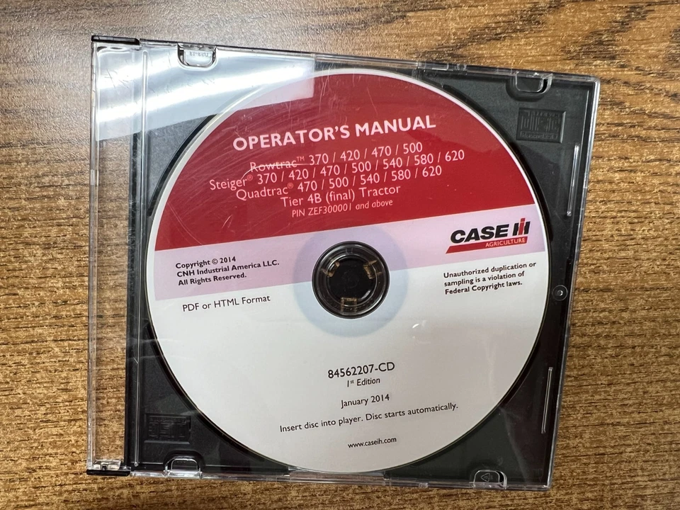 Case Operators Manual CD for Rowtrac, Stieger, & Quadtrac Tier 4B Tractor - Image 1 of 1