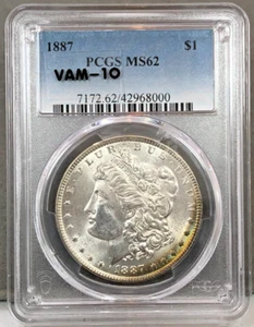 1887 U.S. $1 Morgan Silver Dollar PCGS MS62 ~ VAM-10 ~ Doubled 18 - Bild 1 von 5