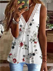Womens V Neck Floral Sleeveless Tank Tops Vest Ladies Summer Casual Cami T-Shirt