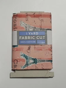 1yd Paris France Post Card Print Cotton Fabric 1 Yard NWT travel - Picture 1 of 4