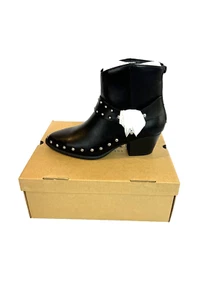 NIB Portland Boot Company Arizona Black Western Studded Booties Women Size 8 M - Picture 1 of 13