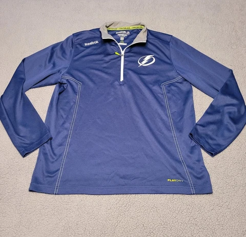 Tampa Bay Lightning Jacket Mens Large Blue Pullover Lightweight 1/4 Zip PlayDry Cover