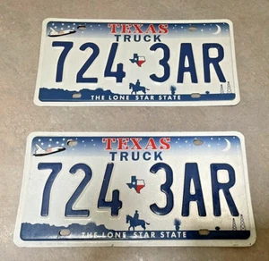 Vintage Texas Space Shuttle-Cowboy "Lone Star State" Truck License Plates 7243AR - Picture 1 of 3