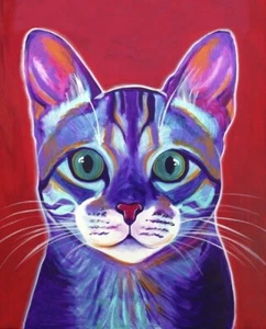 35" Fabric Panel - David Textiles Digital Cat Surprise Scene - Picture 1 of 1