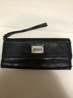 kenneth cole wallet women’s Black Long With Metal Logo Attachment Authentic — 第 1/4 张图片