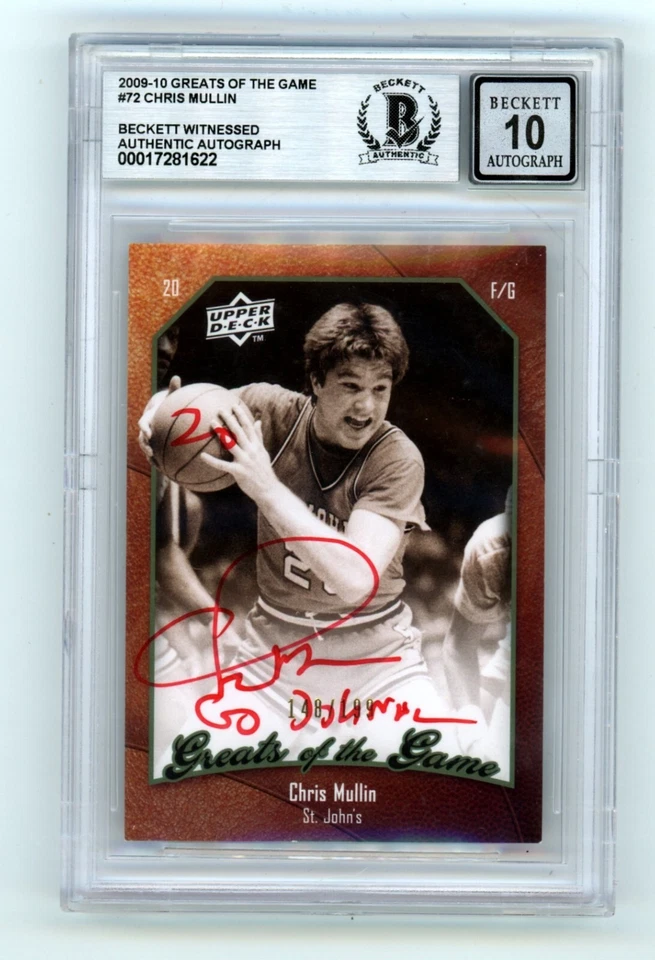 Chris Mullin 2009-10 UD Greats of the Game /199 Signed Ins BGS 10 Auto St. Johns - Image 1 of 1