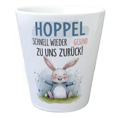 Hoppel schnell gesund zurück Blumentopf - Hase auf der Wiese - Bild 1 von 3