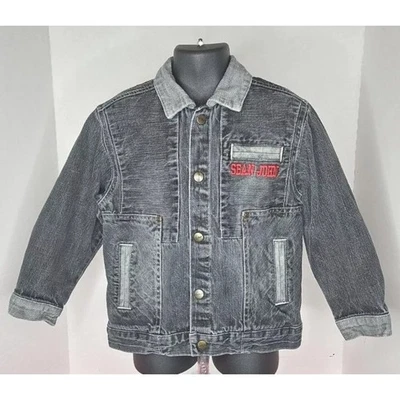 Chaqueta de mezclilla negra vintage Sean John para niño con bordado rojo talla 4T Hip Hop Foto 1 de 4