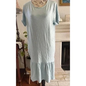 Abito pullover J.Jill blu con orlo a volant M alto misto cotone - Foto 1 di 10