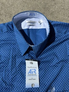 Camicia uomo Van Heusen AIR blu fiordaliso con bottoni elasticizzata 18 35/36 2XLT NUOVA - Foto 1 di 5