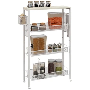 HOMCOM 3-Tier Kitchen Cart, Multifunction Kitchen Trolley on Wheels, White - Picture 1 of 11