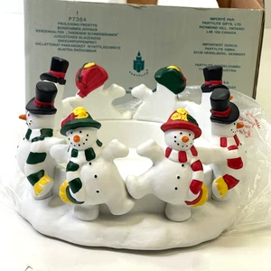 PartyLite Frolicking Frosty Snowmen Candle Holder P7364 3-Wick Jar or Pillar NIB - Picture 1 of 16