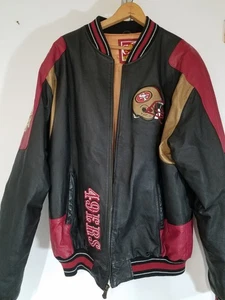 Vintage Carl Banks Leather Jacket Mens Sz XXLT G-III San Francisco 49ers Lined - Picture 1 of 13