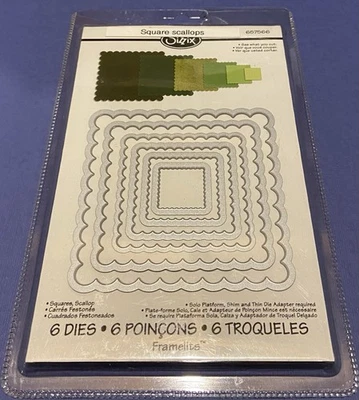 Juego de 6 troqueles Sizzix ~ cuadrados, vieiras #657565-usado-ligeramente usado Foto 1 de 4