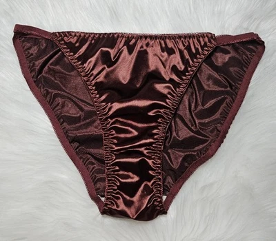Bragas de bikini de satén clásicas brillantes estilo de colección marrón chocolate XL/8 NUEVAS Foto 1 de 4