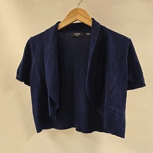 Verve Ami Cardigan Women Large Blue Solid Open Lightweight Coverup Shortsleeve - Picture 1 of 7