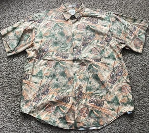 Arrow River Brand Shirt Mens XL Map Vechicle Print Made In USA Vintage - Picture 1 of 5
