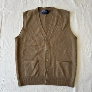 Rare Y2K Mens Polo Ralph Lauren Brown 100% cashmere vintage sweater vest size 40 - Picture 1 of 11