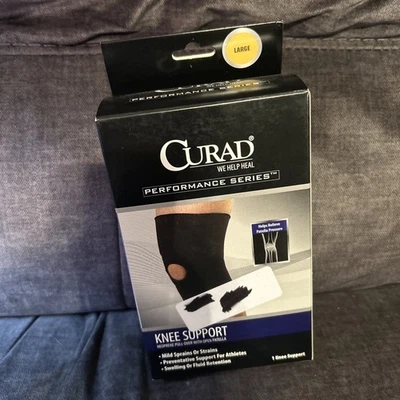 Curad Knee Support Neoprene Pull-Over w/Open Patella Pressure Large 16-18" Black - Image 1 of 2