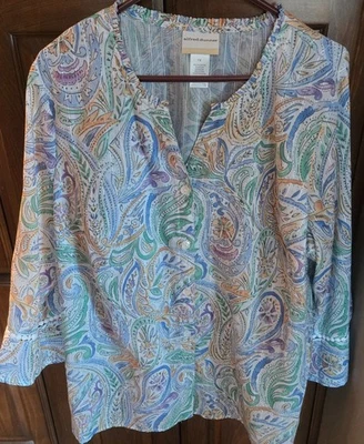 NUEVO CON ETIQUETAS - ALFRED DUNNER Poliéster/Algodón 1X Pullover Clásicos Pasteles Top Foto 1 de 3