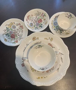 Vintage Copeland Spode Romney Gadroon Fine China 7 Piece Place Setting for 2 - Picture 1 of 23